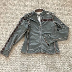 Mountain HardWear Raw Hem Distressed Zip Up Mock Collar Jacket